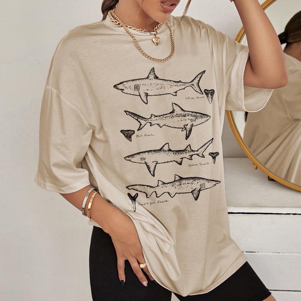 Shark Print All match Women's T shirt