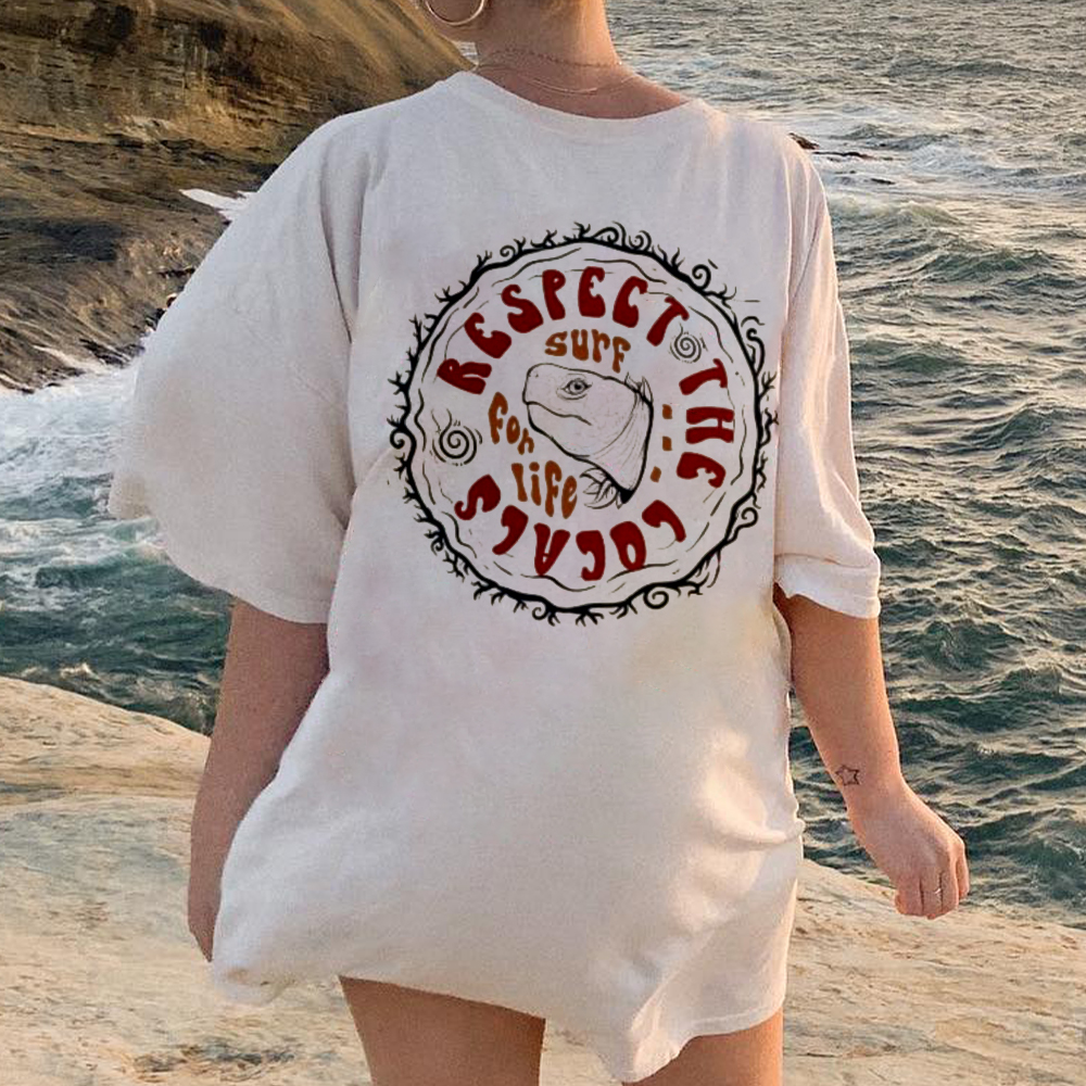 Women's Respect The Locals Printed Crewneck T Shirt