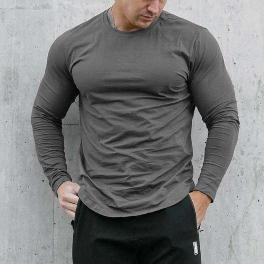 

Men's Casual Sports Round Neck Long Sleeve T-Shirt