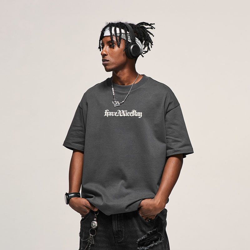 Unisex Embroidered Back Letter Loose Streetwear T shirt