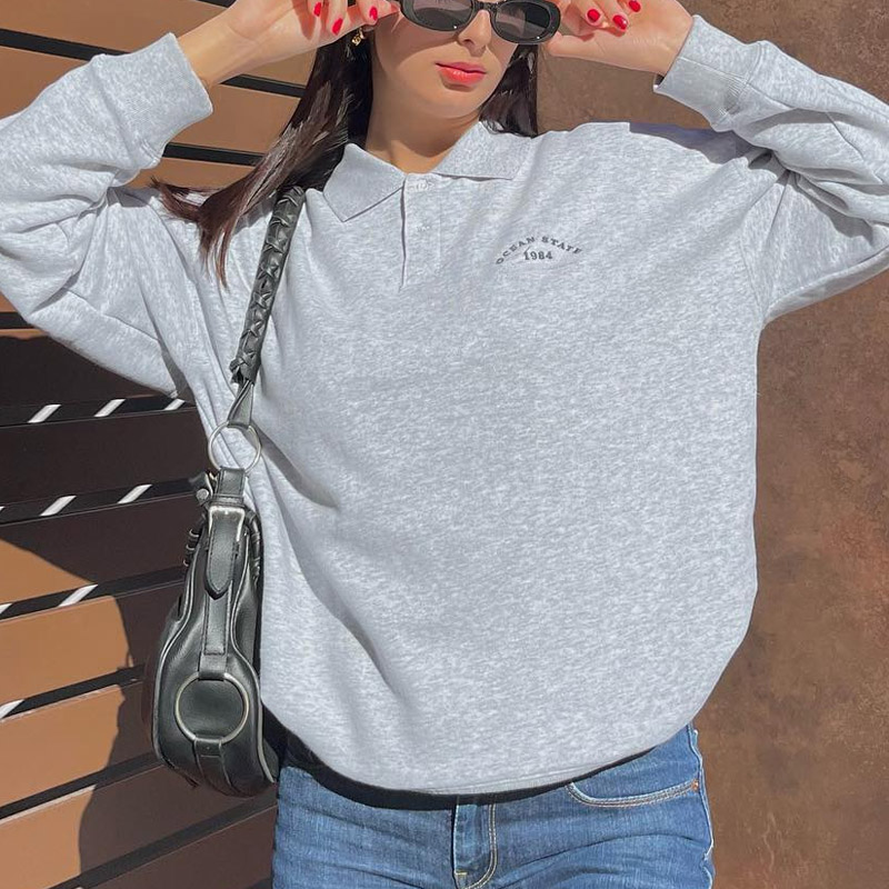 Unisex Retro 1984 OCEAN STATE Polo Collar Sweatshirt