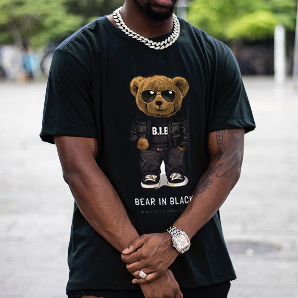 Men's Vintage Teddy Bear Print T Shirt