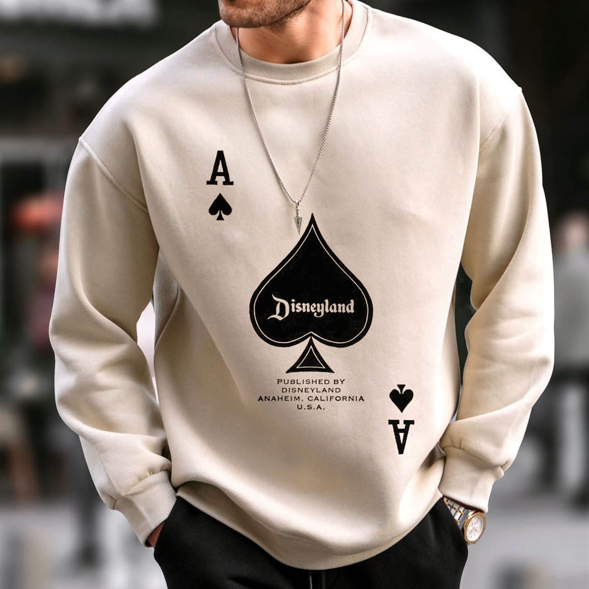 Poker Creative Art Print Chic Crew Neck Sweatshirt