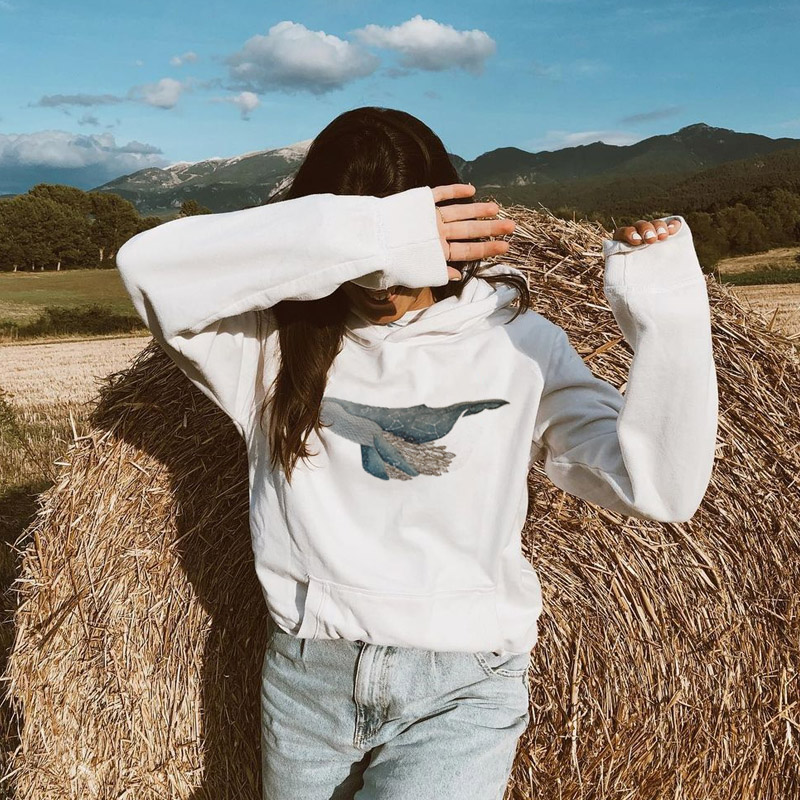 Women Whale Graphic Printed Casual Sweatshirt