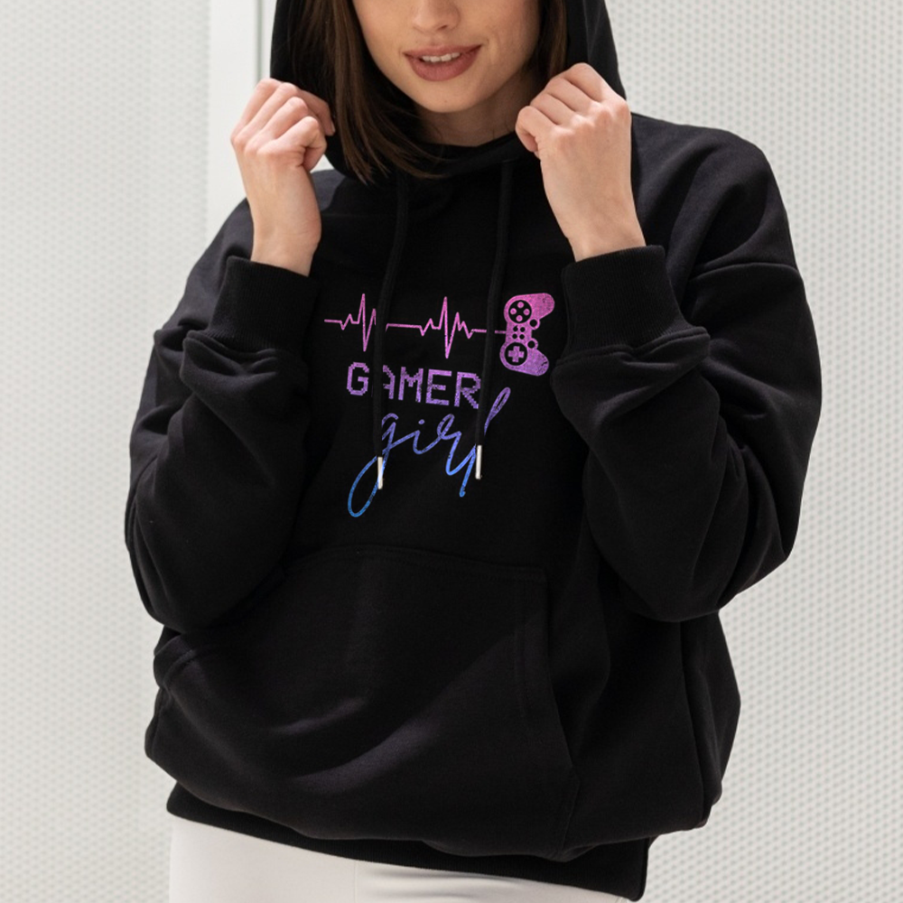 Ladies Printed Black Sweatshirt