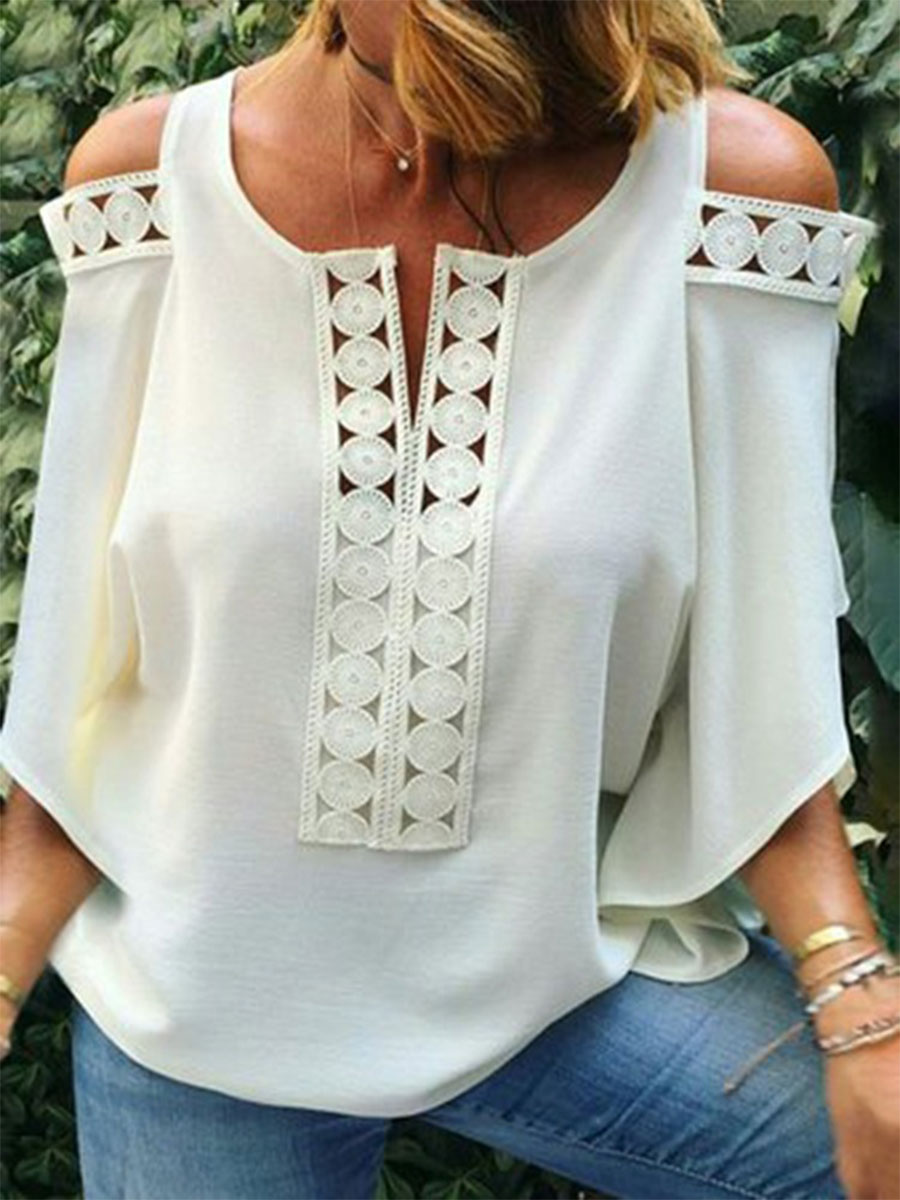 Fashion Lace Stitching Strapless Shirt