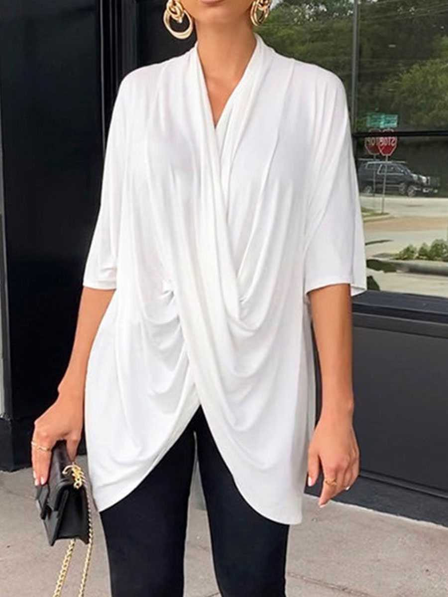 Fashion Commuting Loose Irregular Short sleeved T shirt