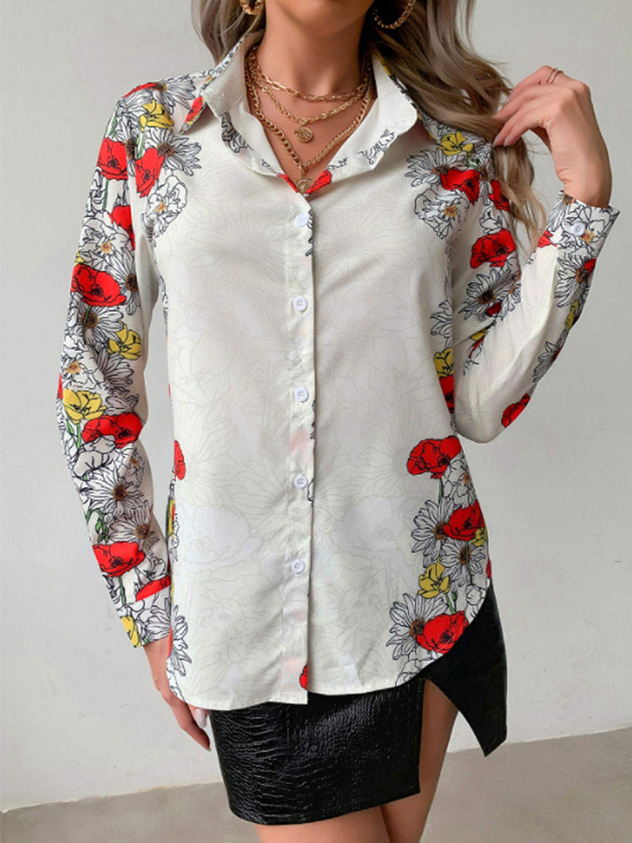 Literary Loose Fashion Printed Long Sleeve Shirt