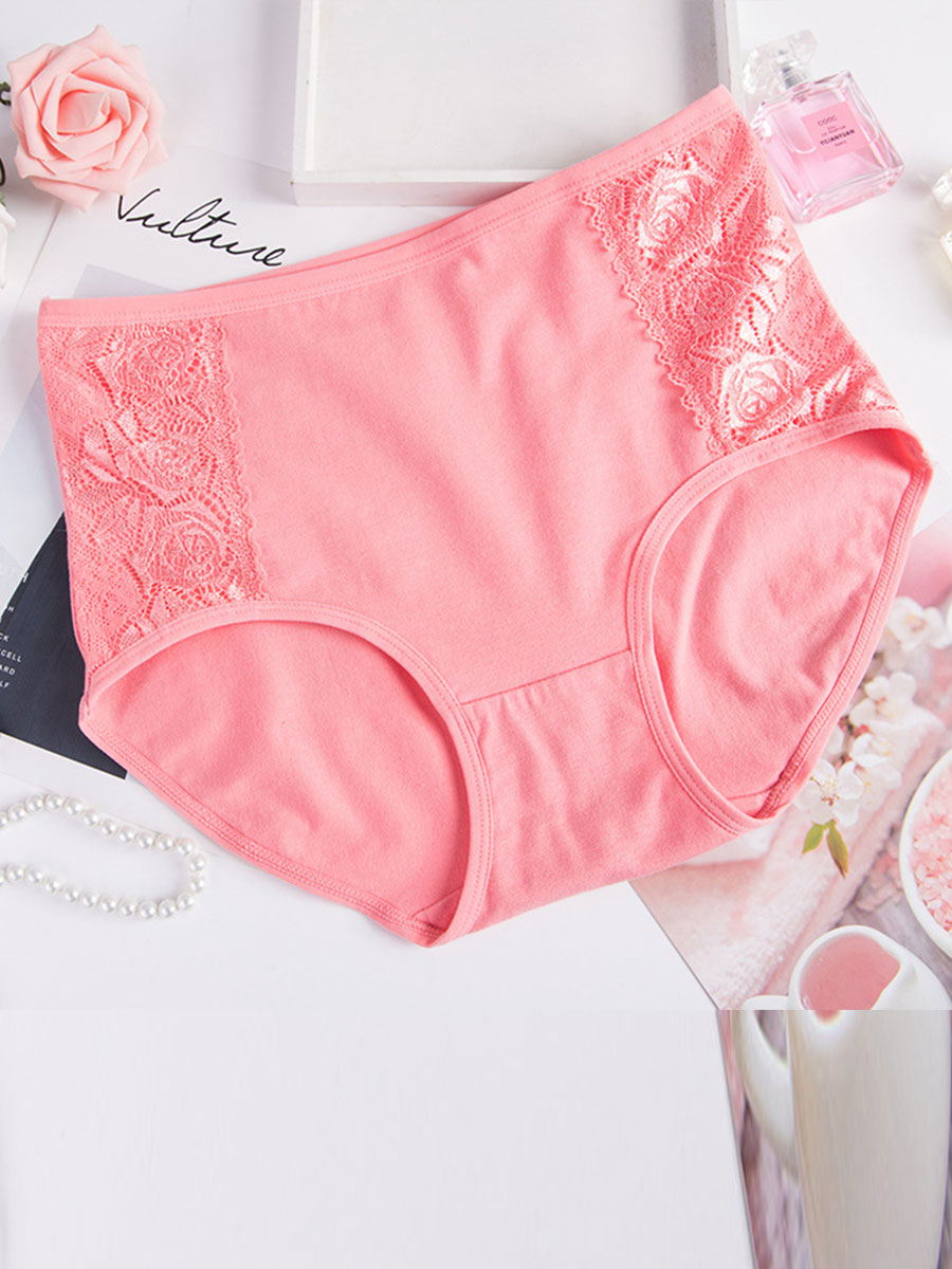 Cotton Crotch Lace Mid high Rise Briefs