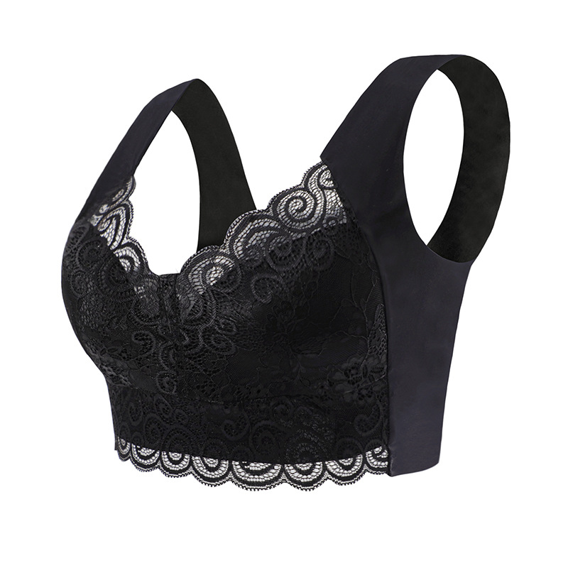 Gathered No Steel Ring Lace Beautiful Back Thin Section Fixed One Cup Seamless Sleep Bra