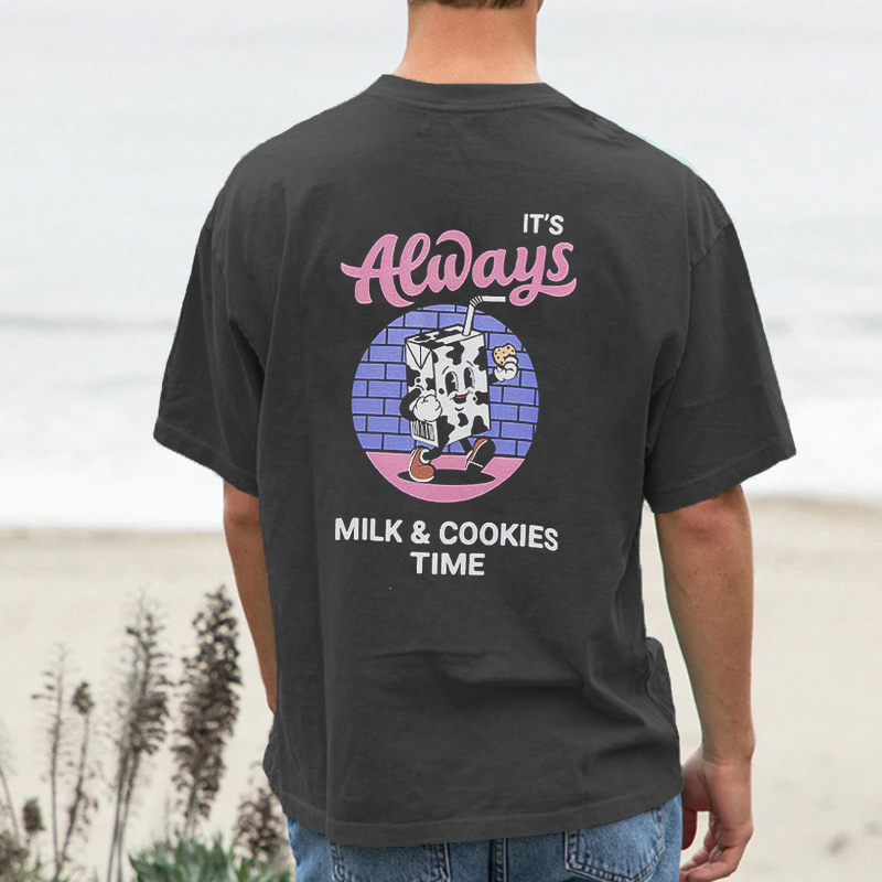 Mens Milk And Cookies Printed Casual Tee