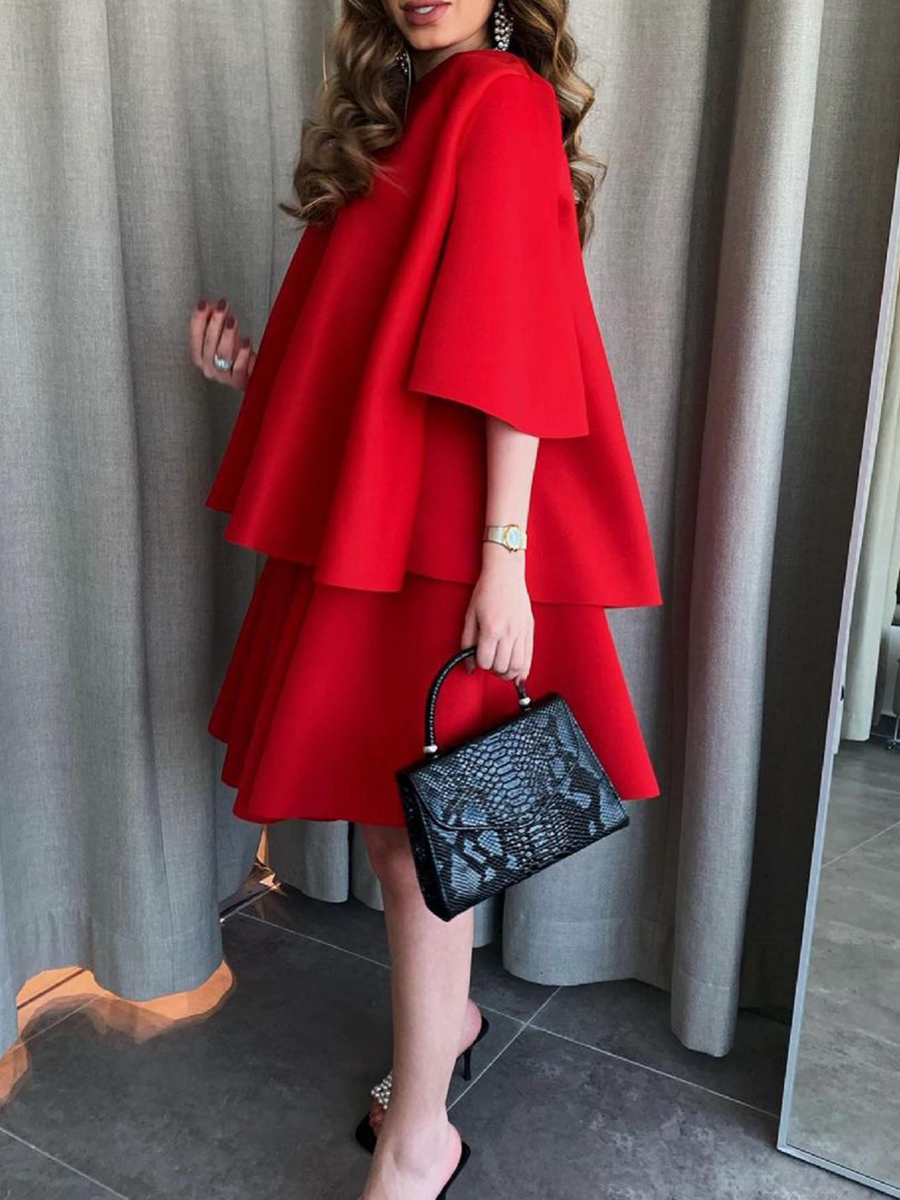 Ladies Elegant Fashion Ruffle Everyday Party Dress