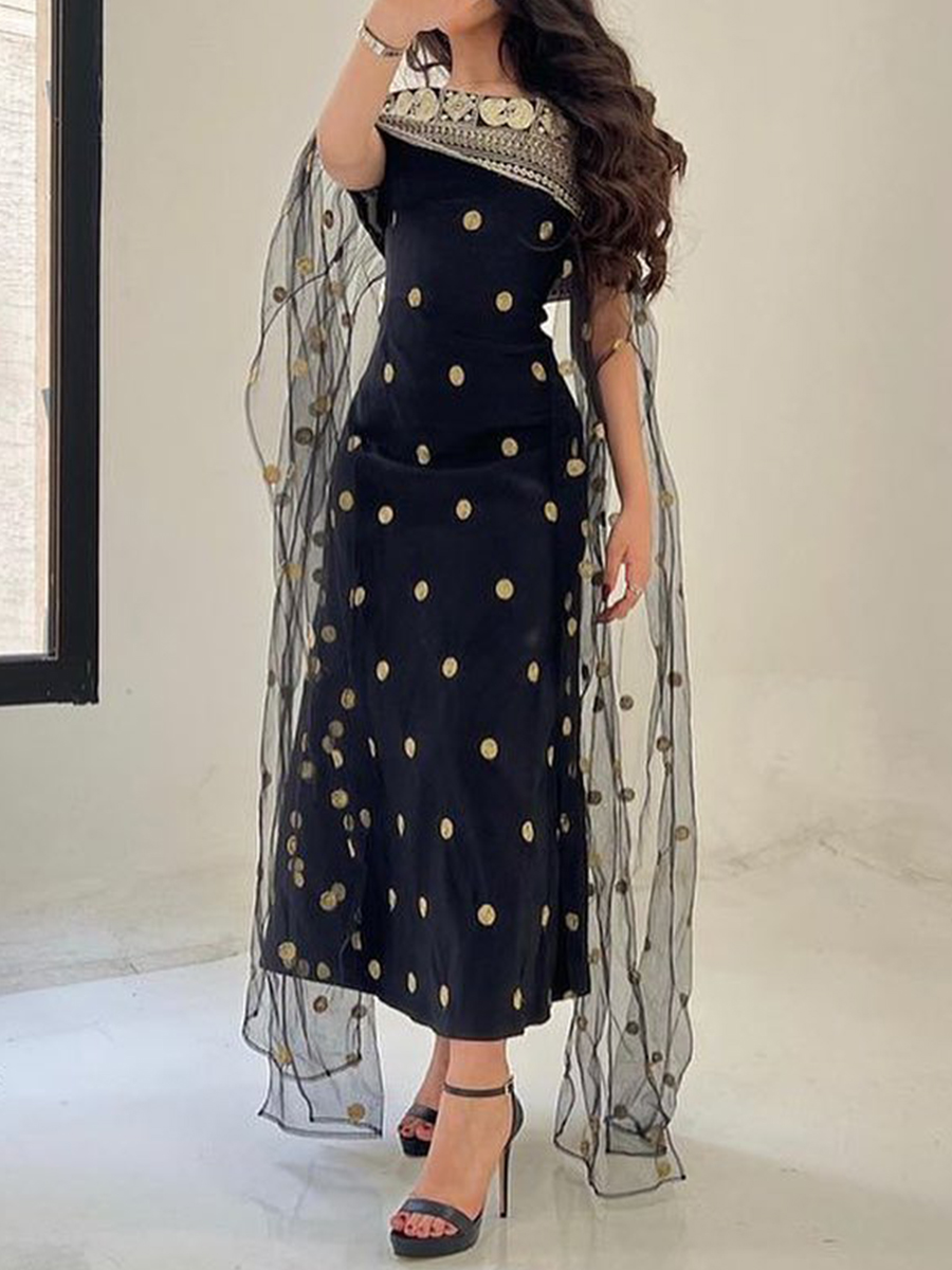 Women's Elegant Fashion Off Shoulder Printed Tulle Dinner Party Dress