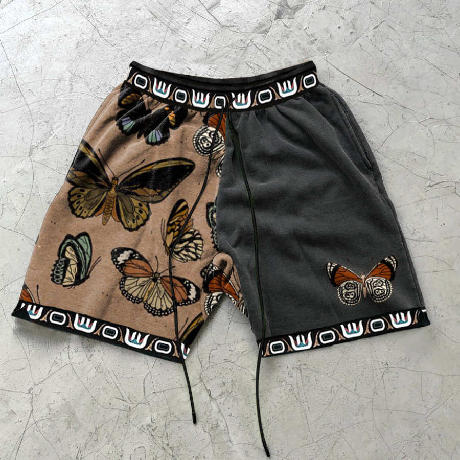 

Street Fashion Butterfly Colorblock Print Sports Shorts