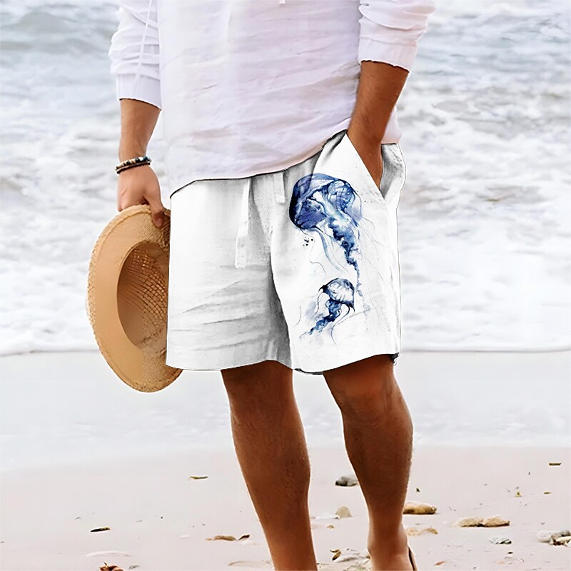 Men's Marine Life 3d Print Chic Graphic Breathable Soft Summer Beach Shorts