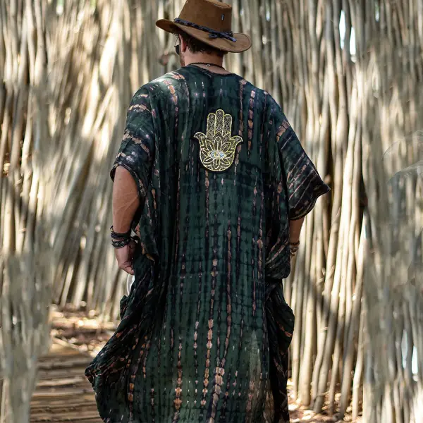 Men's Festive Hippie Linen Holiday Cardigan - Ootdyouth.com 