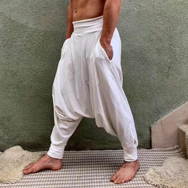 Casual Harem Pants Comfortable Breathable Men's Tropical Vacation Relax Cotton Loose Yoga Meditation Casual Pants - Honeylop.chimpone.com 