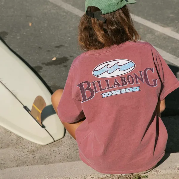 Relaxed Vintage Print Surf T-Shirt - Cotosen.com