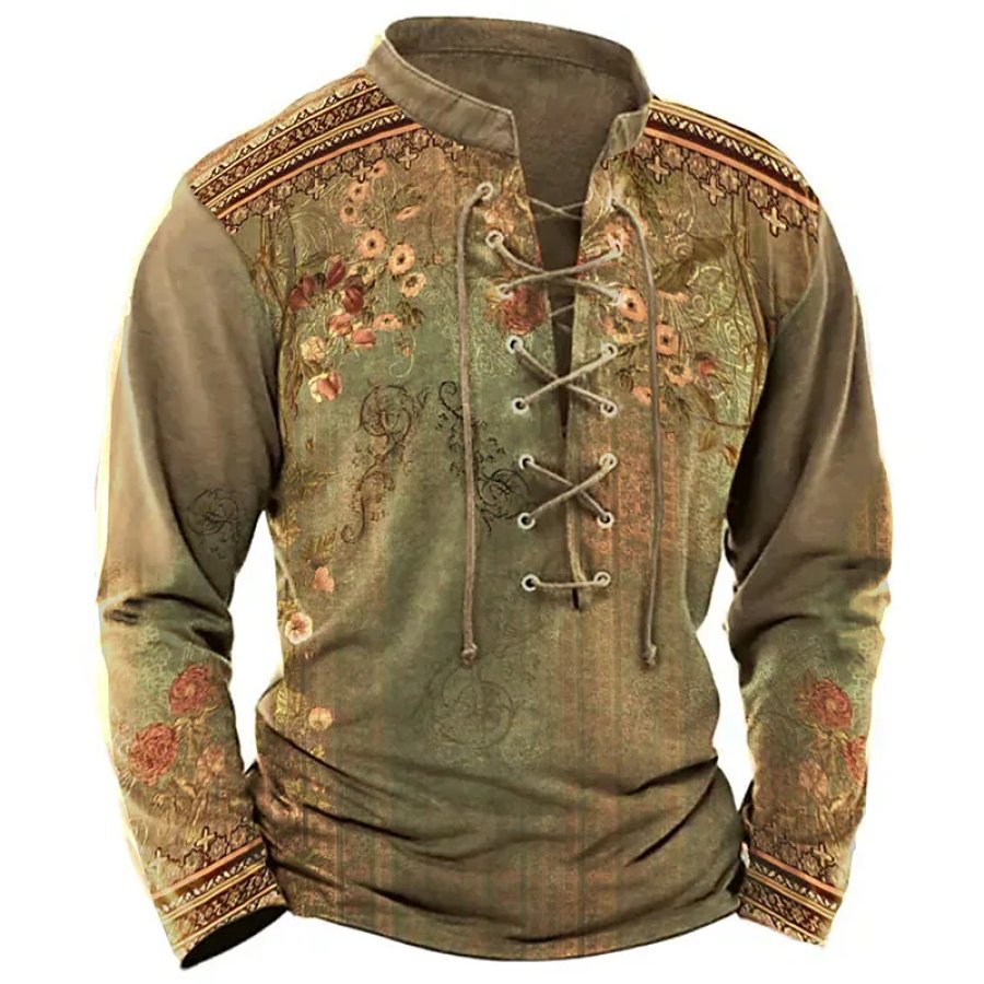 

Men's Outdoor Standing Collar Lace-up Sweatshirt Pullover