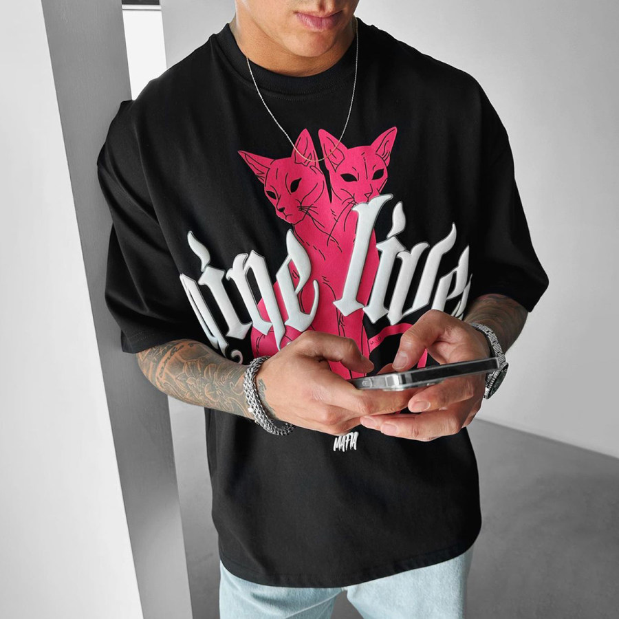 

Men's Oversized Fashion Print T-Shirt