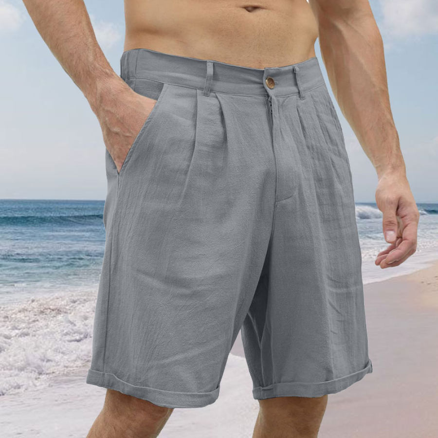 

Men's Linen Shorts Breathable Comfortable Vacation Shorts Hawaiian Outdoor Shorts