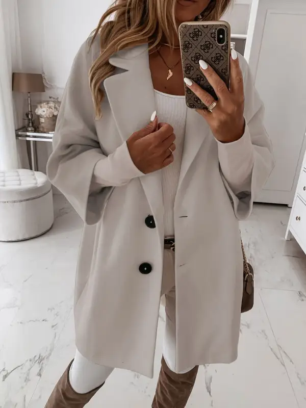 Veste En Laine Avec Poche à Revers Et Boutons - Maxizero.chimpone.com 