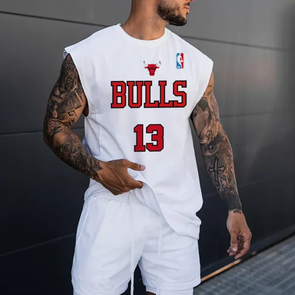 Chicago Bulls Casual Tank Top Men's Side Panel Mesh Panel Breathable Sleeveless Top - Faciway.com 