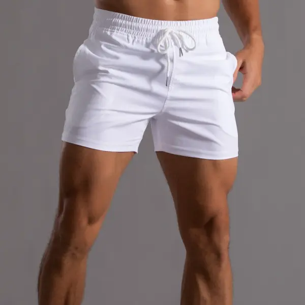 Men's Casual Solid Color Lace-up Shorts - Ootdyouth.com 