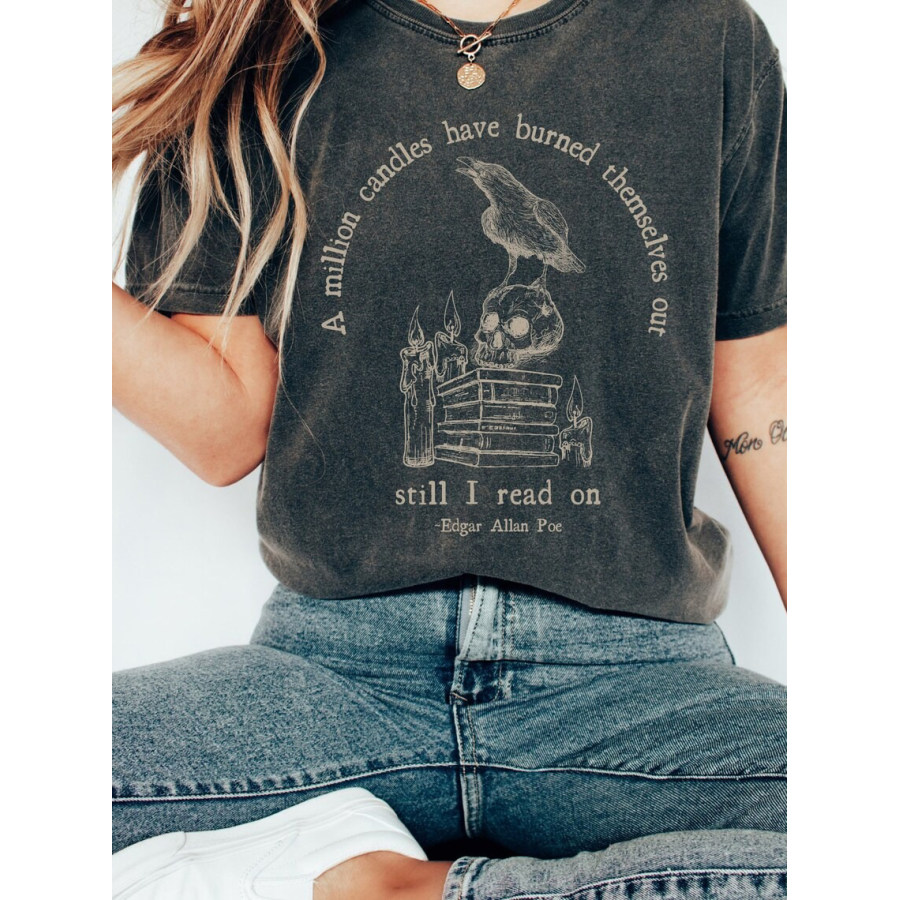 

Vintage Dark Skull Raven Oversized Print T-Shirt