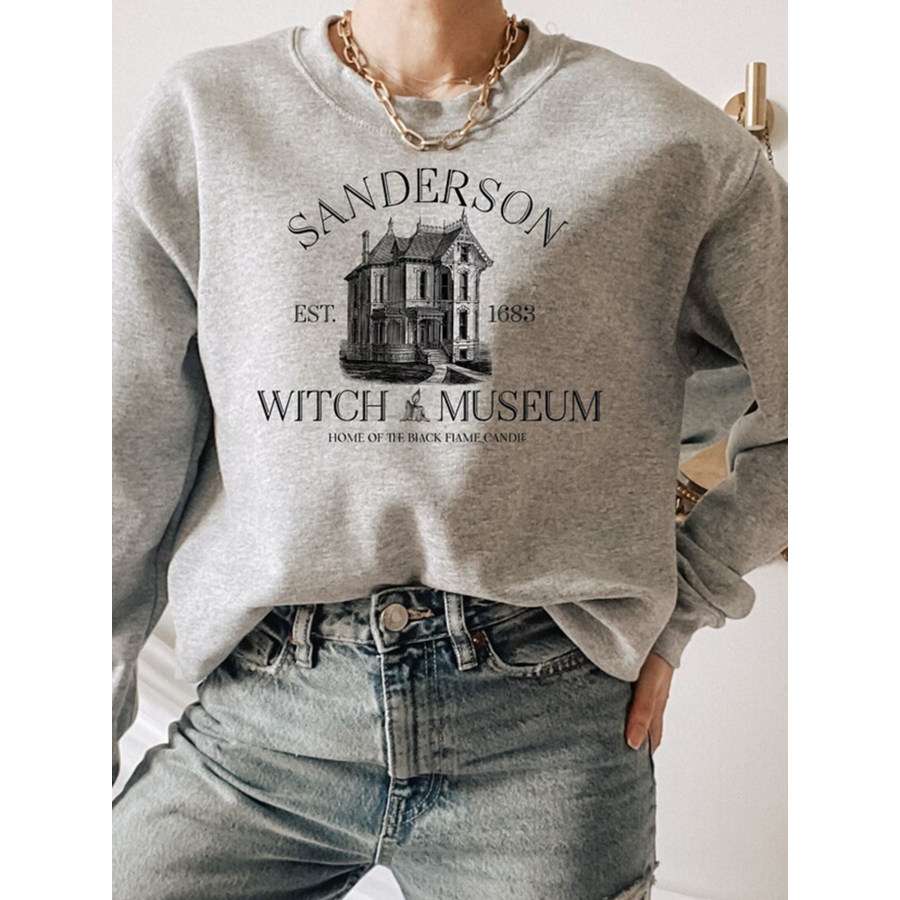 

Ladies Architecture Castle Print Casual Retro Sweatshirt