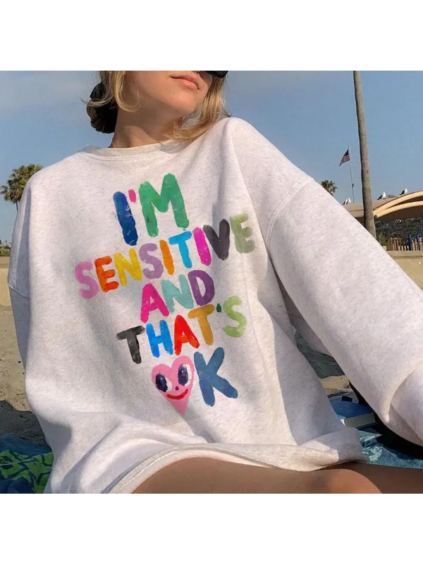 Oversized Colorful Lettering Graffiti Sweatshirt - Cominbuy.com 