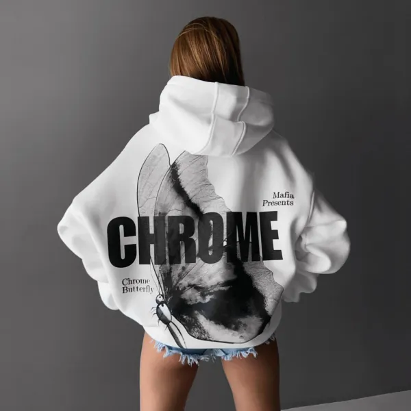 Oversize Chrome Butterfly Hoodie - Yiyistories.com 