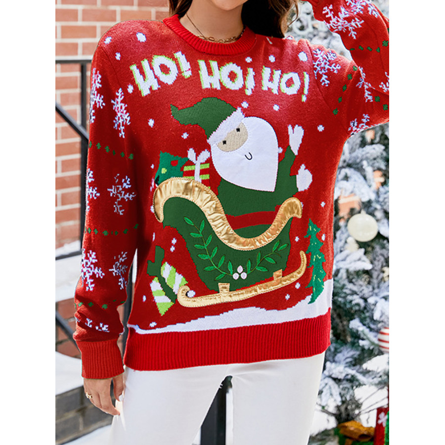 

Women's Santa Claus Embroidered Christmas Ugly Sweater