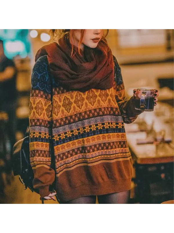 Women's Retro Oversized Loose Sweater - Cominbuy.com 