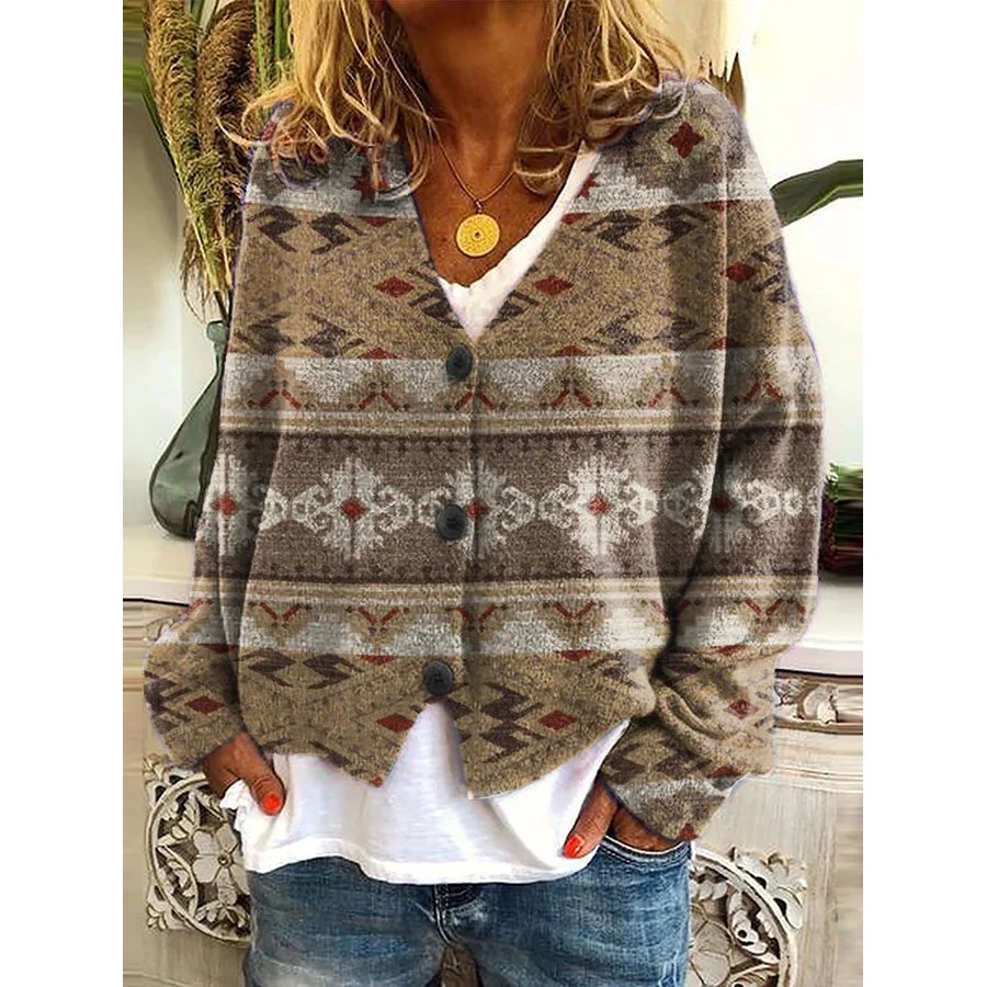 

Cárdigan De Felpa Con Estampado Artístico Informal Para Mujer