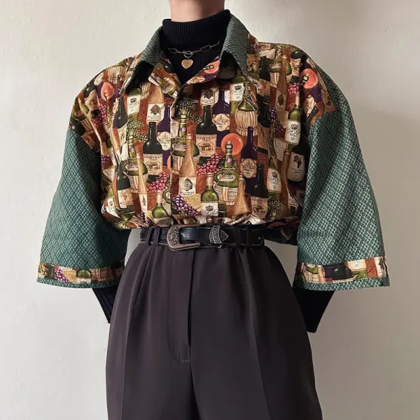 Women's Retro Pattern Quarter Sleeve Shirt - Relieffe.com 