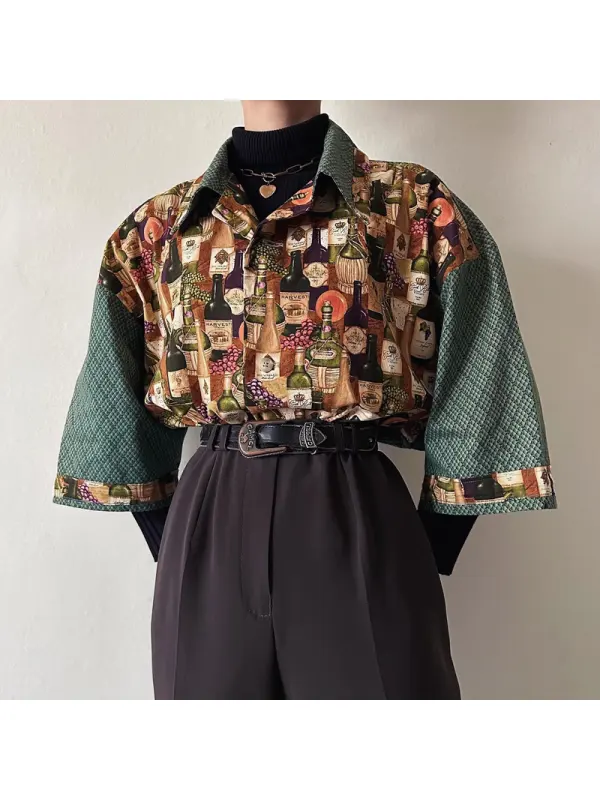 Women's Retro Pattern Quarter Sleeve Shirt - Onevise.com 