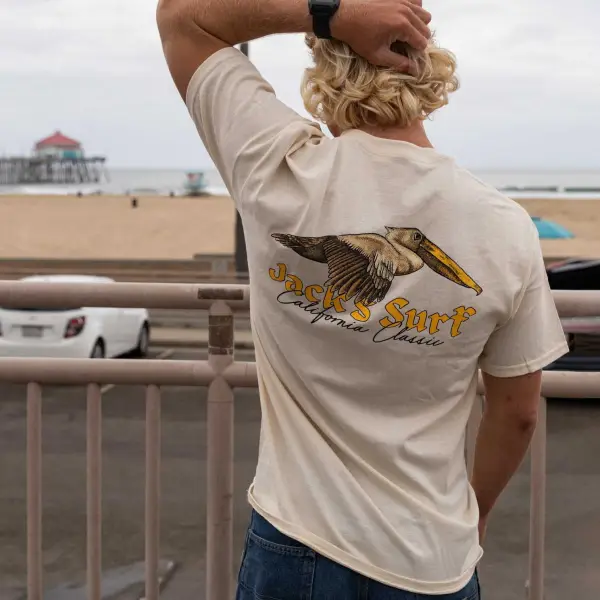 Men's Vintage 90s California Classic Surf Beach Short Sleeve T-Shirt - Yiyistories.com 