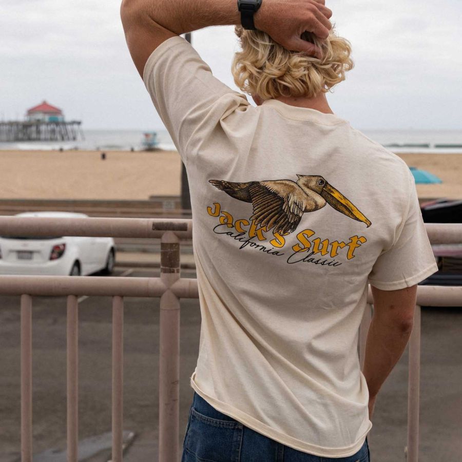 

Herren Vintage 90er California Classic Surf Beach Kurzarm-T-Shirt