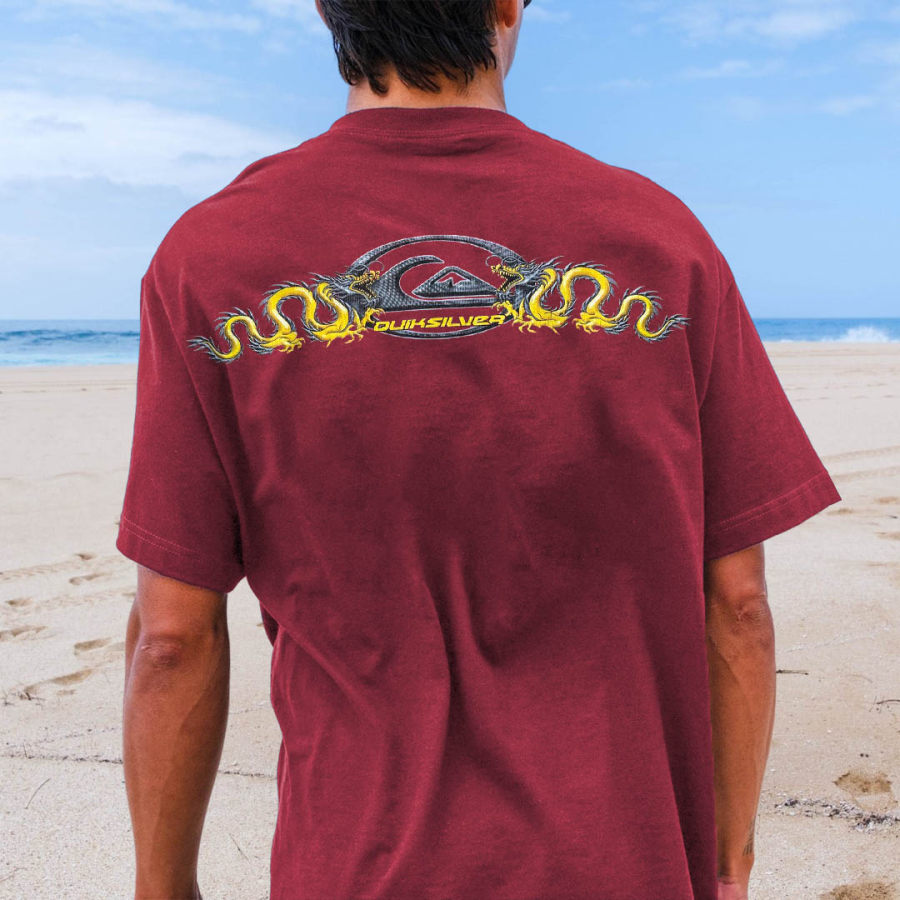 

T-shirt à Manches Courtes Quiksilver Surf Beach Vintage Des Années 90 Pour Hommes