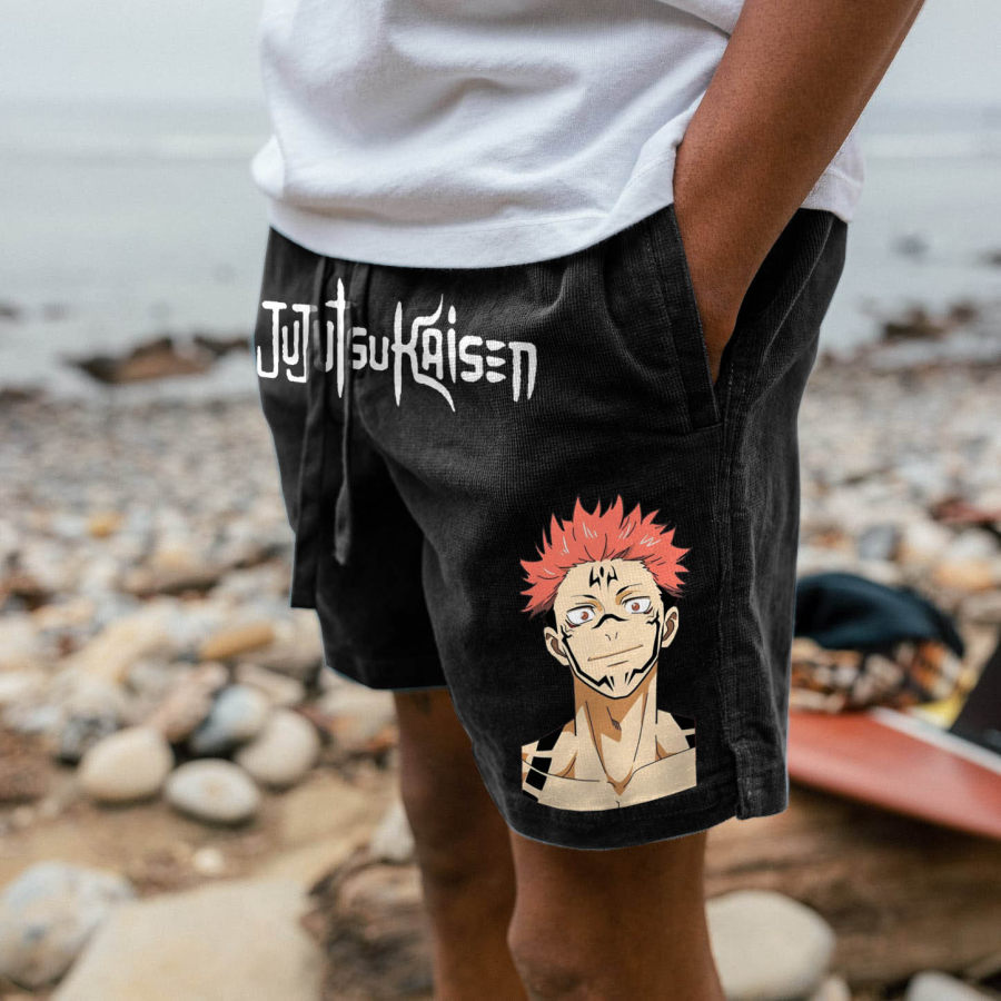 

Short De Surf Pour Hommes En Velours Côtelé Jujutsu Kaisen Anime Vintage Plage Quotidien Décontracté Walkshort