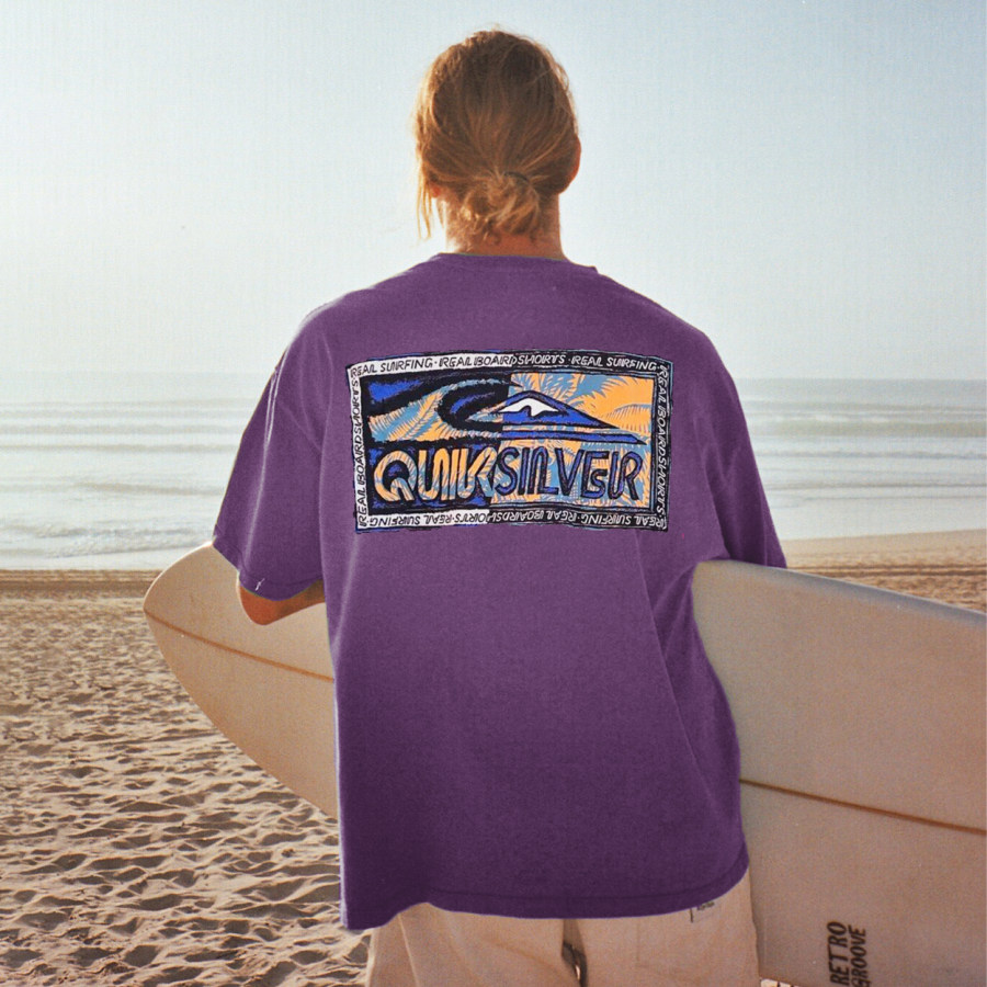 

Unisex Vintage Holiday Quik Surf Printed T-shirt
