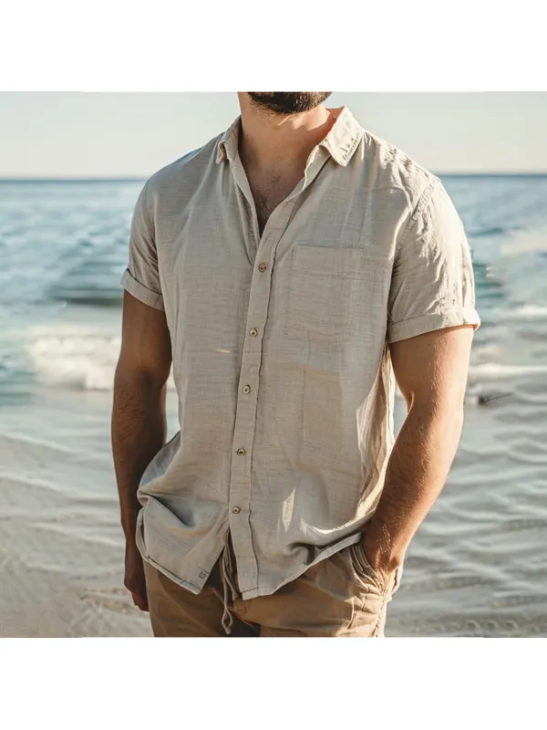 Men's Holiday Button-Down Linen Shirt - Timetomy.com 