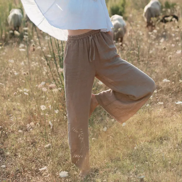 Linen Texture Breathable Casual Vacation Trousers - Yiyistories.com 