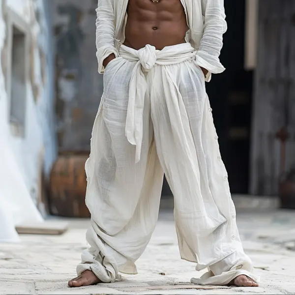 Men's Oversized Linen Casual Pants - Fineyoyo.com 