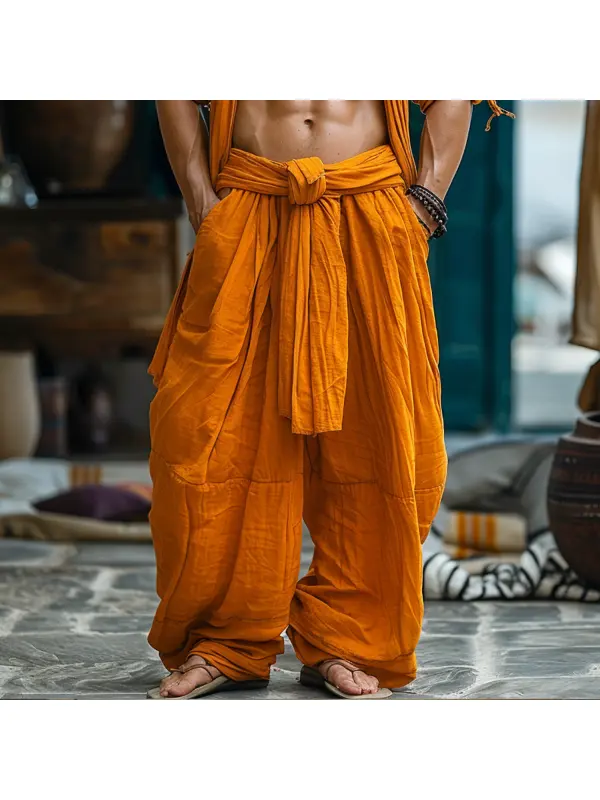 Oversized Loose Fit Breathable Linen Casual Pants For Men - Valiantlive.com 