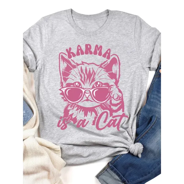 Karma Is A Cat T-Shirt, Cat Lover T-Shirt - Yiyistories.com 