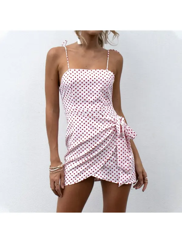 Women's Polka Dot Strap Mini Dress - Viewbena.com 