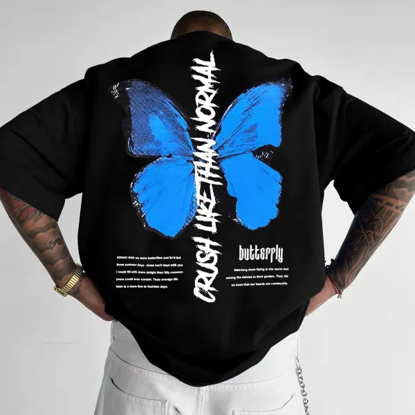 Letter Butterfly Printed T-shirt - Yiyistories.com 