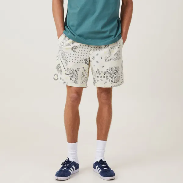 Men's Cashew Print Loose Shorts - Yiyistories.com 